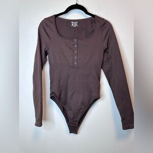 OQQ Brown Long Sleeve Bodysuit